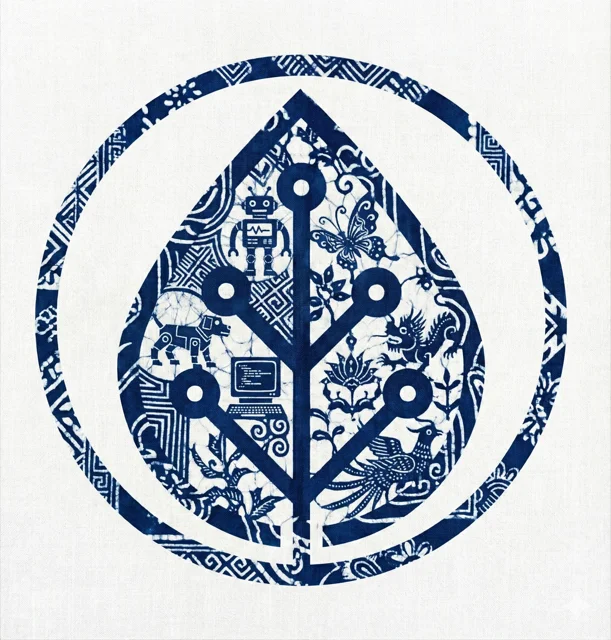 薄荷编程蜡染特别版Logo — 以贵州非遗蜡染工艺重新演绎品牌叶片造型